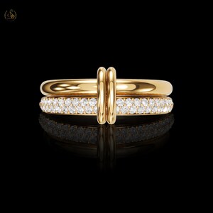 Anillo de eternidad con diamantes pavé, alianza de boda apilable, anillo de oro minimalista, regalo de aniversario
