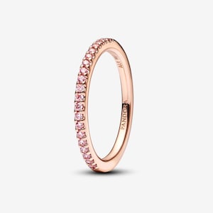 pandora sparkling pink band ring