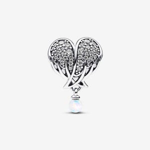 pandora sparkling angel wings & heart charm