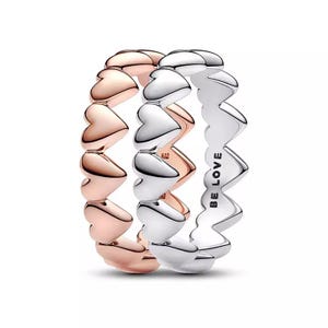 pandora row of hearts ring set