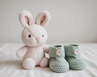Plush Bunny with Baby Knitted Booties
