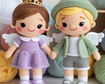 Handmade Angel Doll Couple Amigurumi – Crochet Princess & Boy Angel Set