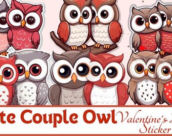 Couple Owl Stickers | Valentine's Day Clipart (Digital Download