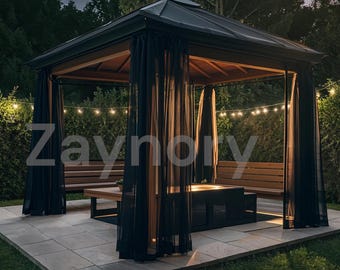 Outdoor Sheer Curtains, Patio Mosquito Net Curtains | Rod Pocket Garden Mesh Voile Drapes for Porch Pergola Bug Screen