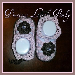 Pink and brown Baby Girl cotton sandals, socks, booties, crib shoes 3-6 months baby shower gift image 3