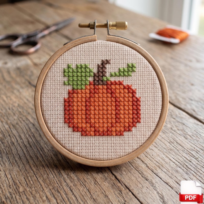Cross Stitching Simple Design Pumpkin Cross Stitch Easy - Etsy