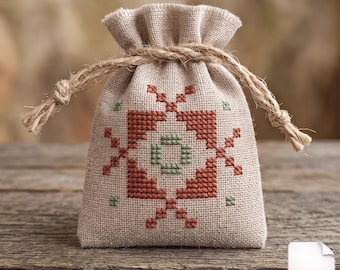 Nordic Reindeer Ornament Cross Stitch Pattern PDF, Scandi Geometric Winter Embroidery, Traditional Folk Art, Rustic Christmas Gift Bag