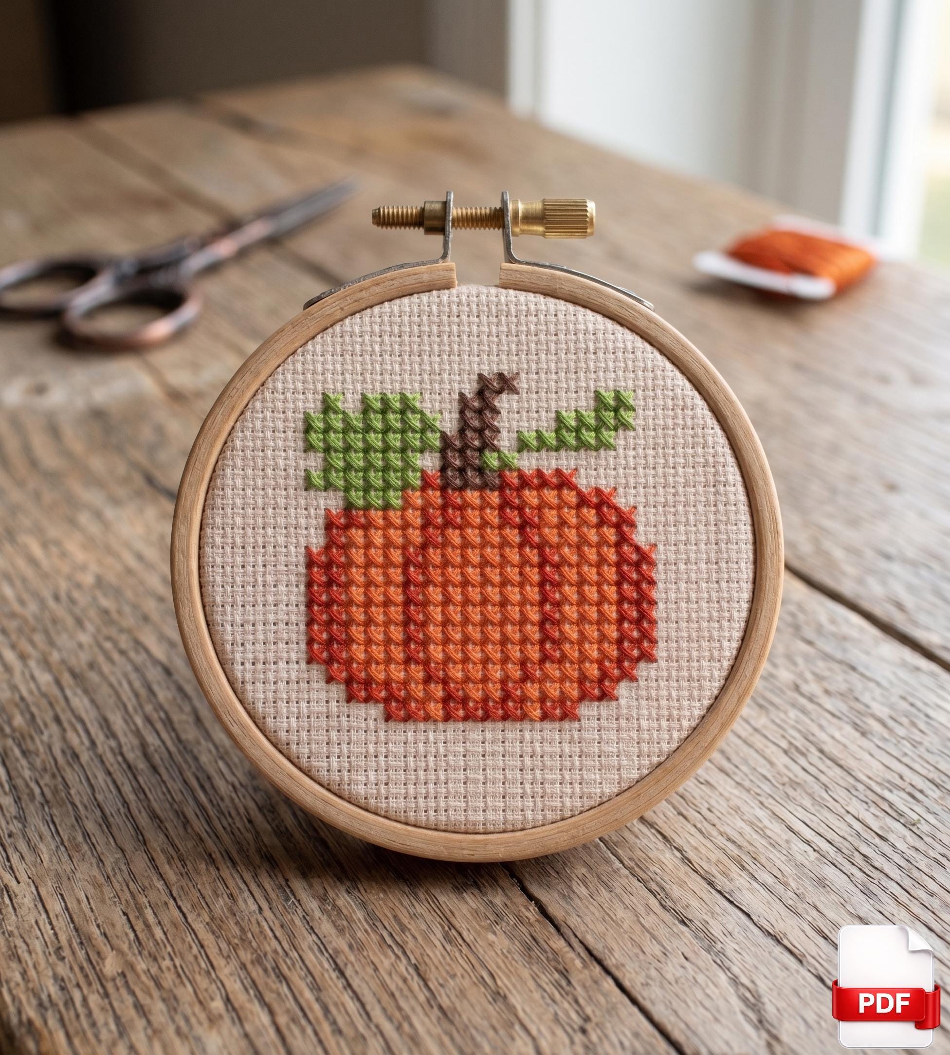 Pumpkin Cross Stitch Pattern PDF, Minimalist Fall Embroidery, Autumn ...