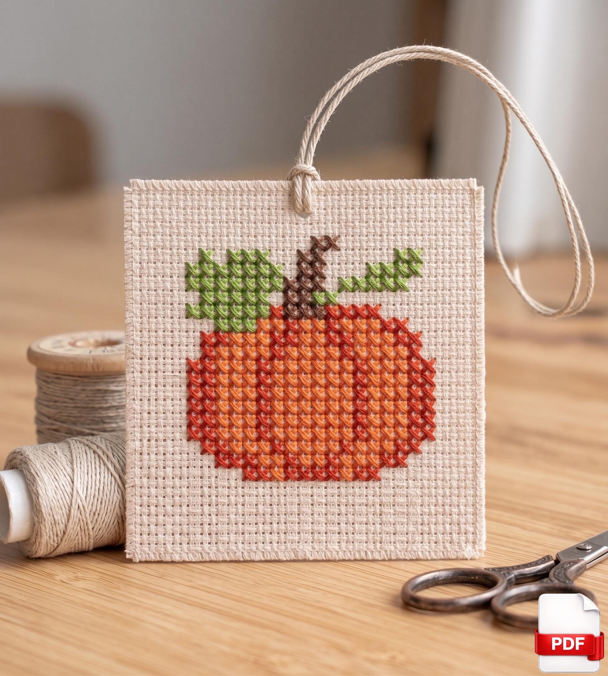 Pumpkin Cross Stitch Pattern PDF, Minimalist Fall Embroidery, Autumn ...
