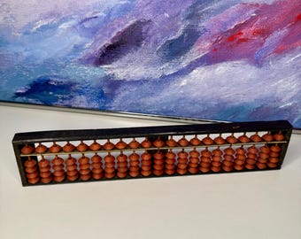 Ábaco de madera antiguo con cuentas rojas, regalo para profesor de matemáticas, decoración rústica de estilo antiguo para la escuela.