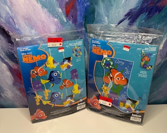 Kit de manualidades para colgar adornos navideños y calcetines de Buscando a Nemo, de Janlynn, nuevo, sin usar, NOS 2007, aplique de fieltro Y2K