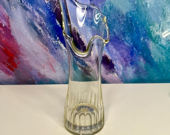 Jarrón colgante de cristal transparente, pequeño, estilo vintage, de mediados de siglo, moderno (MCM).