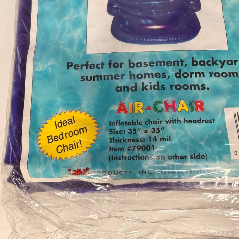Y2K 90s Air Chair Inflatable Furniture Neon Purple Lami Adult Size ...