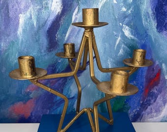Candelabro a stella in metallo dorato con 5 coni, stile celestiale Whimsigoth anni '90 Y2K