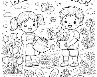 Dibujos para colorear imprimibles para estudiantes de primaria - Colección de primavera