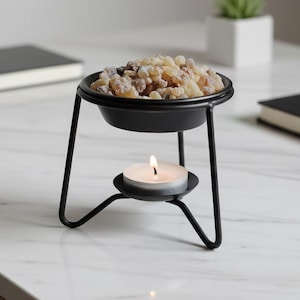 Wierookbrander – hars wierookdiffusorset met metalen kandelaar voor meditatie, ontspanning thuis
