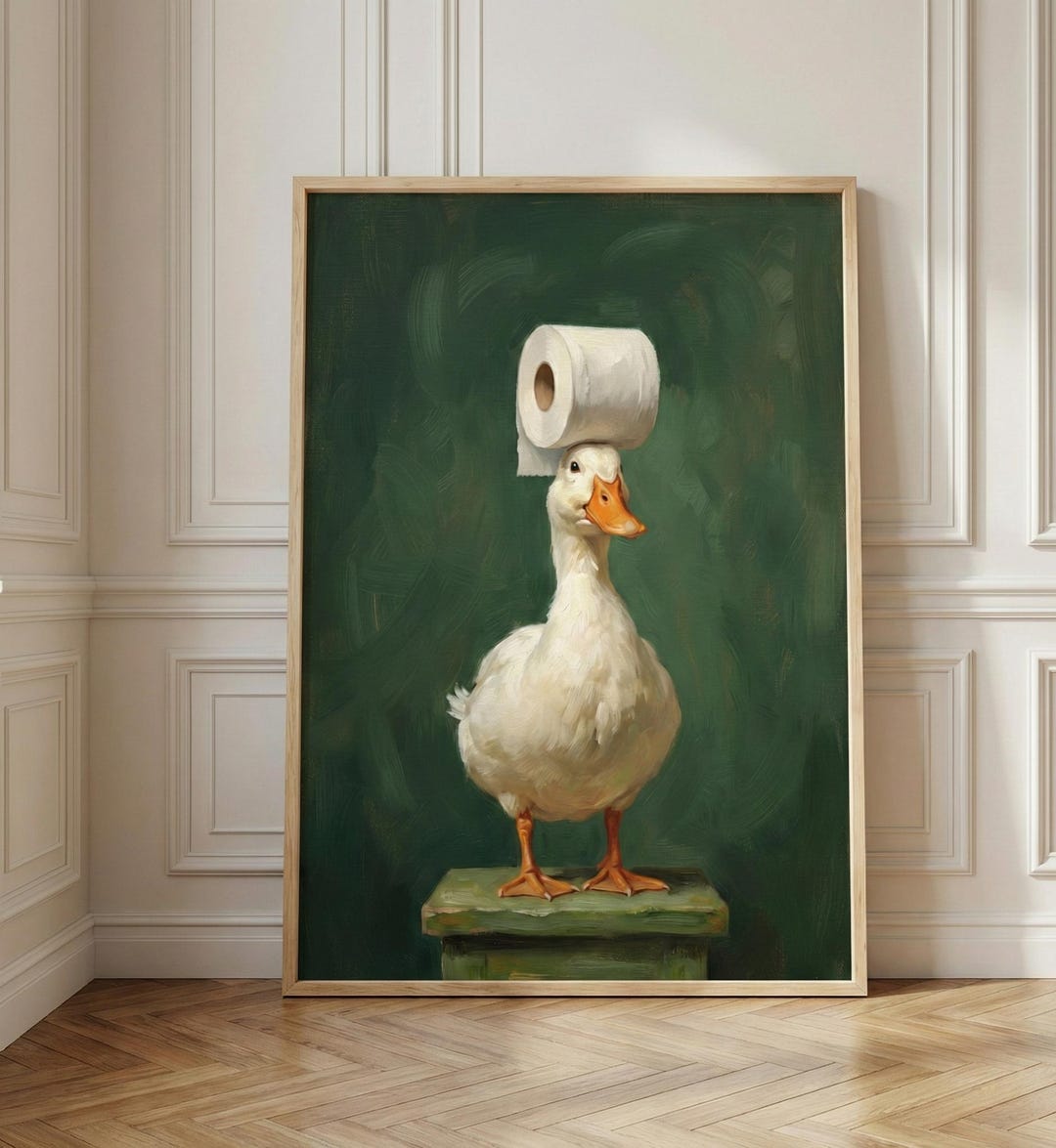 Funny Duck Toilet Paper Wall Art Printable, Bathroom Decor Poster ...