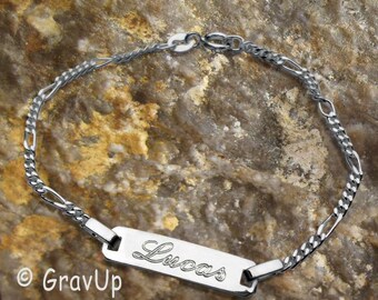 Babyarmband mit Gravur personalisiert  | 13–15 cm verstellbar | Armband ohne Herz | Geschenk Taufe Mädchen Junge | Sterling Silber