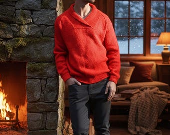 Classic Men’s Wool Pullover with Collar  | Valentine’s Gift for Him | Cozy Knit PDF