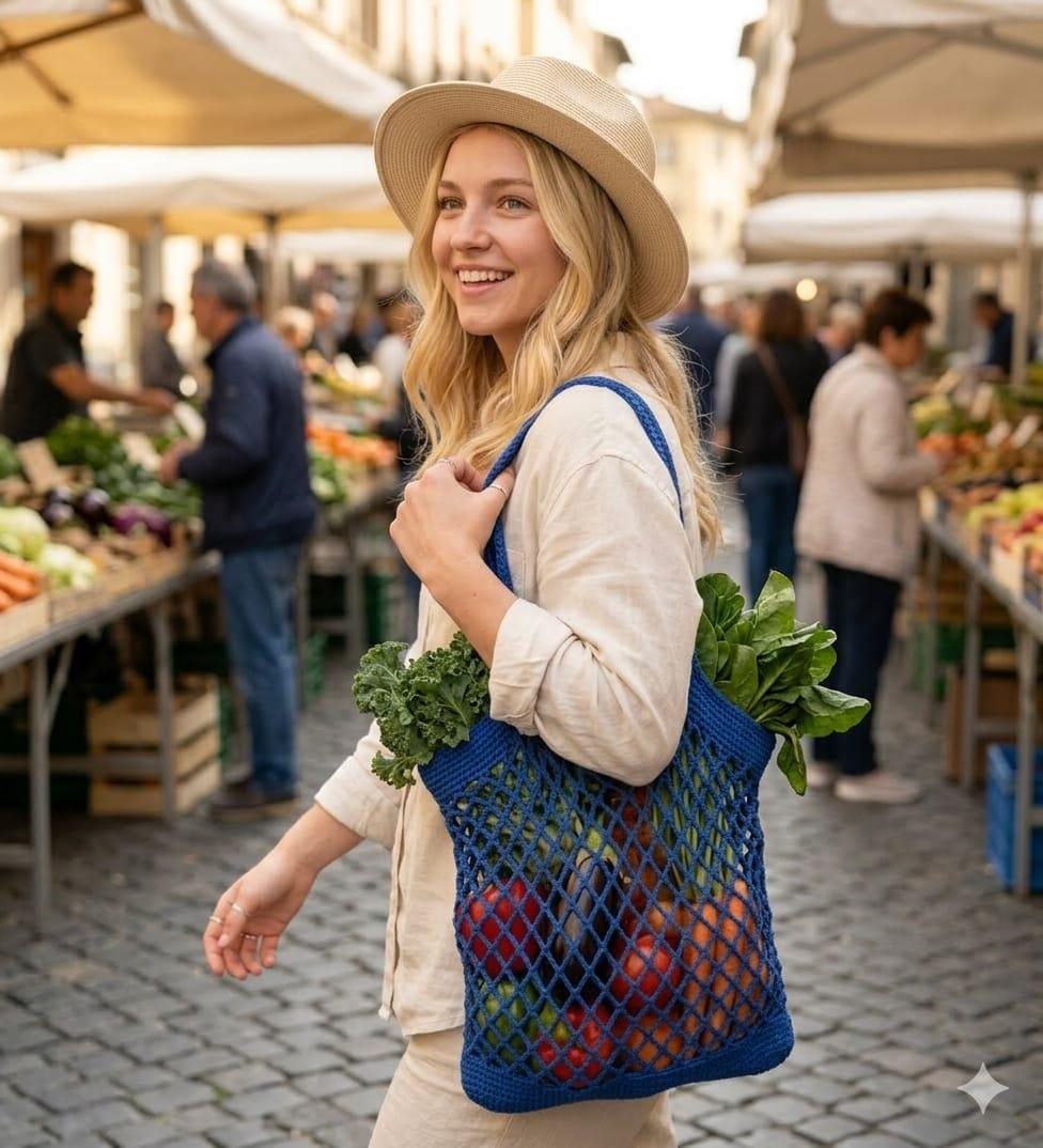 Easy Crochet Market Bag Pattern PDF | Beginner Mesh Grocery Bag ...