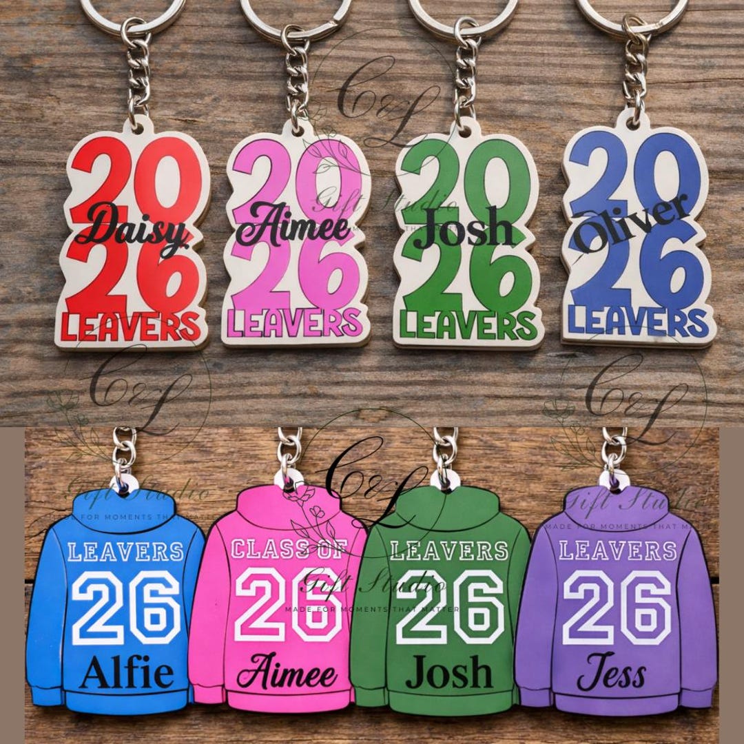 Personalised School Leavers Keyring | Class of 2026 Hoodie Keyring ...