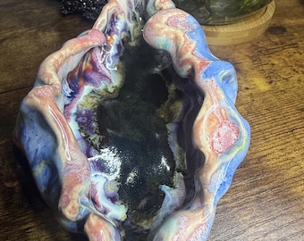 Plat à maculage chaudron de la déesse Cerridwen | Récipient d'autel en céramique Yoni Art | Cadeau sorcière païenne