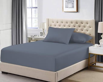 200TC Fitted Sheet Polycotton, 40cm Extra Deep Pocket Bed Sheet, Soft Hotel Quality Bedding