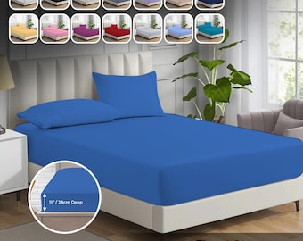 Prześcieradło z gumką MistyMorning z polibawełny, 200 nici na cal kwadratowy, grubość 11 cali, odporne na blaknięcie