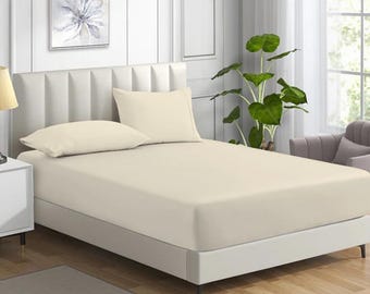 200TC Fitted Sheet 100% Polycotton, 28cm Deep Pocket Bed Sheet, Soft Hotel Quality Bedding Bed Sheets