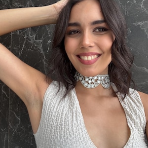 Delicate lace detailing on handcrafted gothic choker