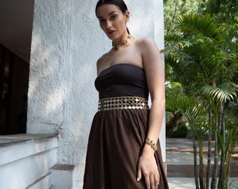 Gold Mirror Belt Boho Waist Chain Belt Festival Glass Belt Handmade Statement Waist Jewelry Indian Fusion Belt Bridal Mehndi Belt