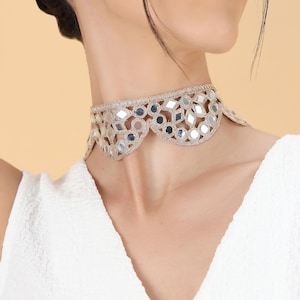 Handmade gothic choker with soft lace and gold accents