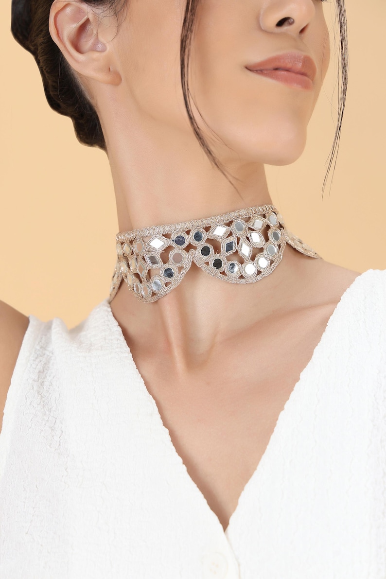 Handmade gothic choker with soft lace and gold accents