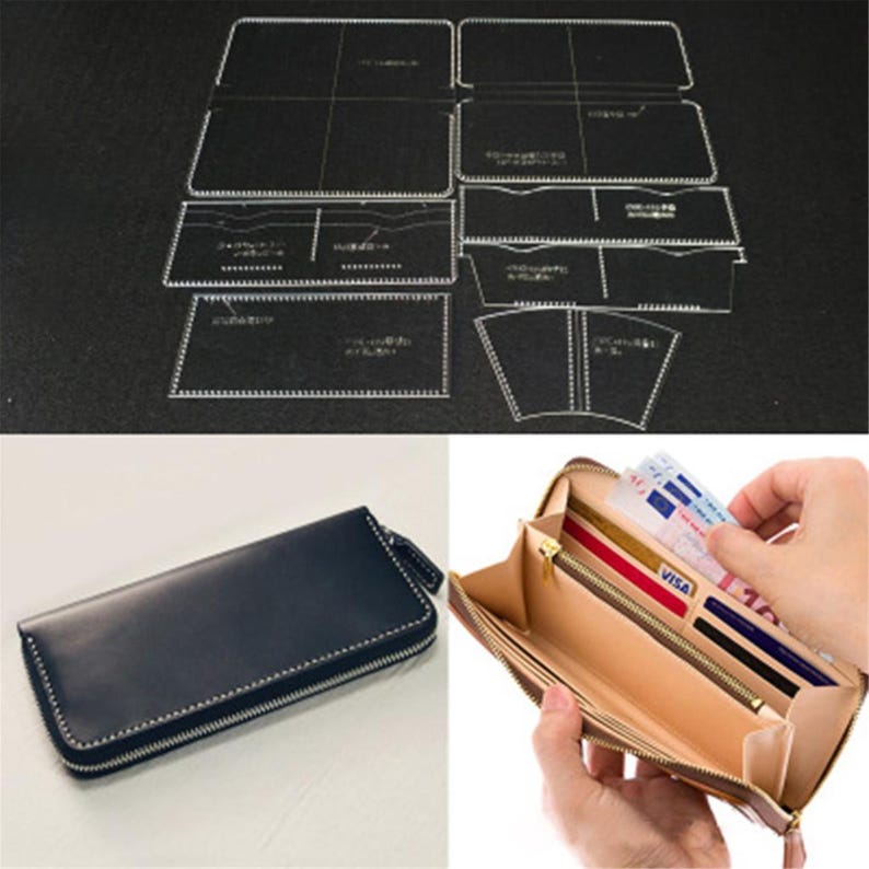Wallet Insert Layout Clear Acrylic Wallet Pattern Stencil Set for Leather Craft DIY Projects ...