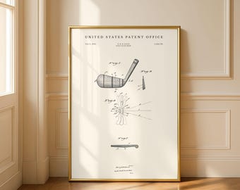 1925 Golf Iron Patent Art | Vintage Golf Club Print | Modern Cream or Parchment