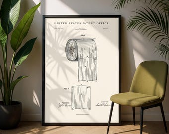 Toilet Paper Patent Digital Download | Unique Housewarming Gift