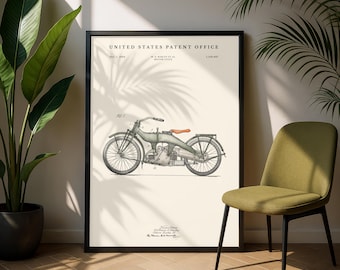 1924 Harley Davidson Patent Digital Download | Vintage Motorcycle | Instant Download