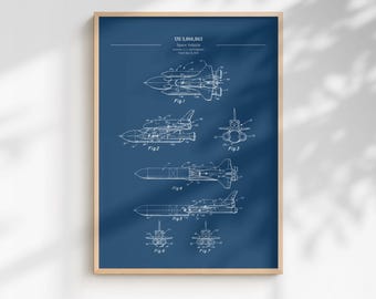 Space Shuttle Patent Poster | Vintage NASA Blueprint
