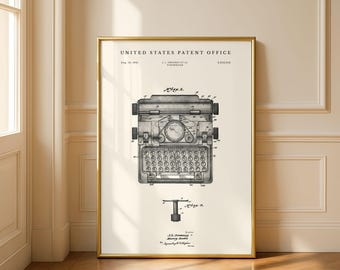 1941 Schreibmaschinenpatent Druck | Vintage Entwurf | Geschenk für Schriftsteller | Modernes Creme