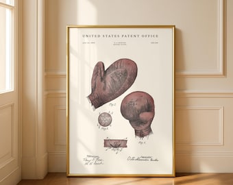 Boxing Gloves Watercolour Patent | 1894 Sports Gym Wall Art | Vintage Gift | Modern Cream or Parchment