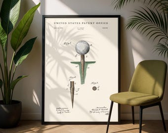 Golf Tee Patent Digital Download | Golfer Gift Idea | Instant Download