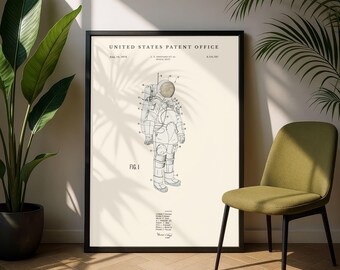 NASA Raumanzug Patent Digitaler Download | 1973 Astronaut Blueprint Druck | Luft-und Raumfahrt druckbare Kunst | Geschenk für Techniker