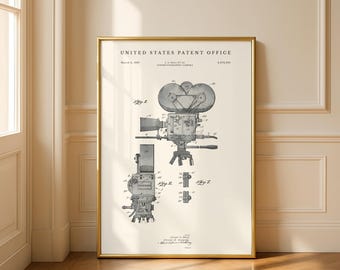 Cinema Camera Patent Print | Filmmaker Gift | Modern Cream or Parchment