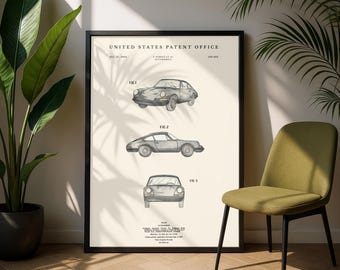 1964 Porsche 911 Digital Download | Modern Cream Print | Instant Download
