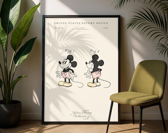 Mickey Mouse Patent Digital Download | 1928 Steamboat Willie Patent | Instant Download