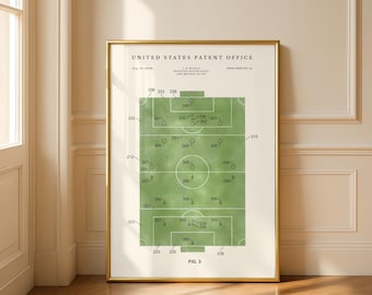 Football Pitch Patent Art | Soccer Field Blueprint | Sports Gift | Modern Cream or Parchment