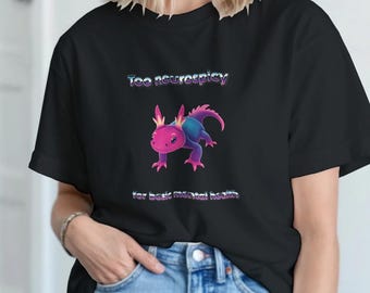 ユニセックスクルーネックTシャツ、快適でシンプルなデザイン、ミニマルなニューロスパイシー、オールシーズン対応、彼または彼女へのギフト、メンタルヘルス、ADHDユーモア