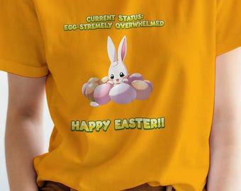 イースターエッグラビットクラシックユニセックスクルーネックTシャツ、カラフルなウサギTシャツ、オーストラリアンファッションとADHDギフト、季節のスタイルとデザイン、ソフトな着心地