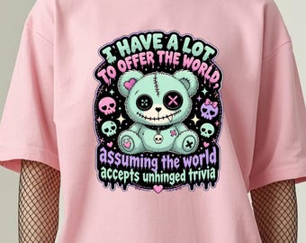 かわいい不気味なカワイイTシャツ パステルゴス服 面白い常軌を逸したトリビアグラフィックTシャツ ヤミカワイイシャツ 美的ゴシックグッズギフト