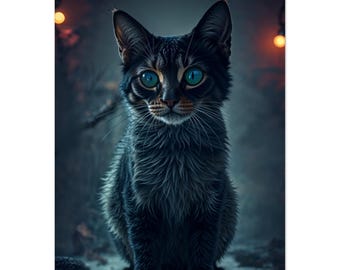 虚無からの子猫、壁掛けアートギフト、学生の大学部屋の装飾、ホームオフィスの装飾、彼または彼女へのギフト、壁掛けポスター猫、ダークでスタイリッシュ